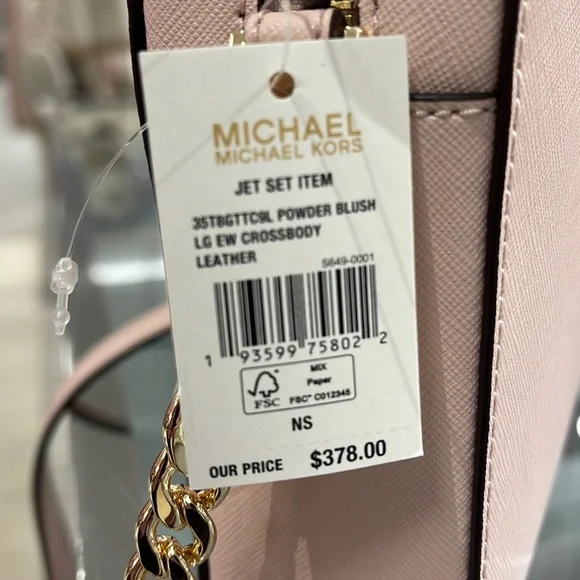 Michael Kors Jet Set Item Large East West Zip Crossbody Leather Powder Blush - Picture 11 of 16